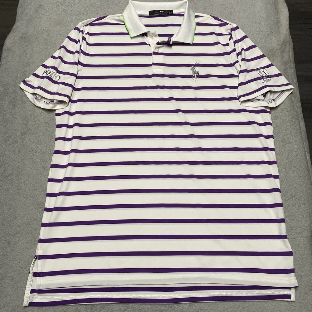 RLX Ralph Lauren Golf Polo Mens Large Striped TPC Sawgrass The Players Pony